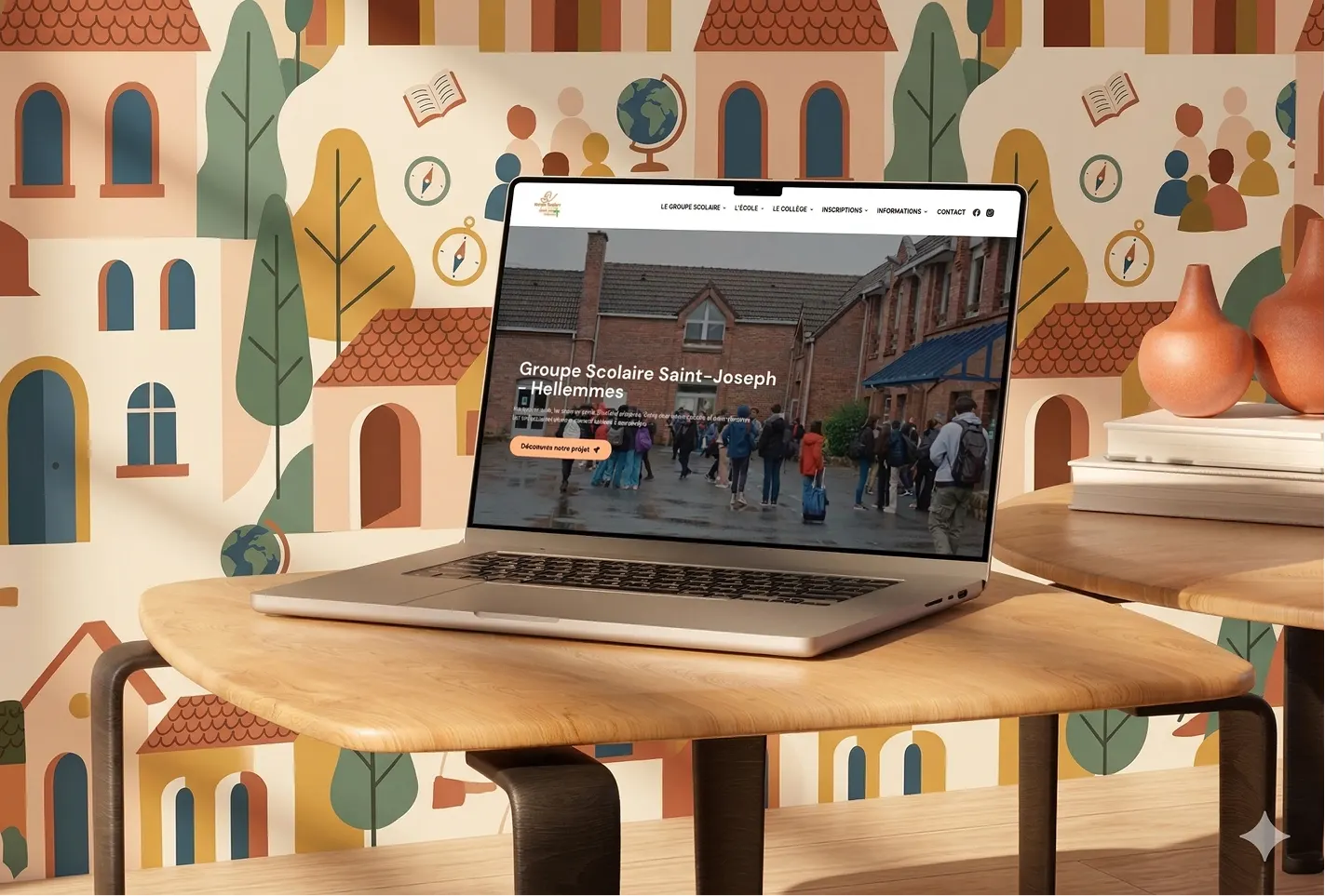 Le site du groupe scolaire Saint Joseph d'Hellemmes, affiché sur un ordinateur portable