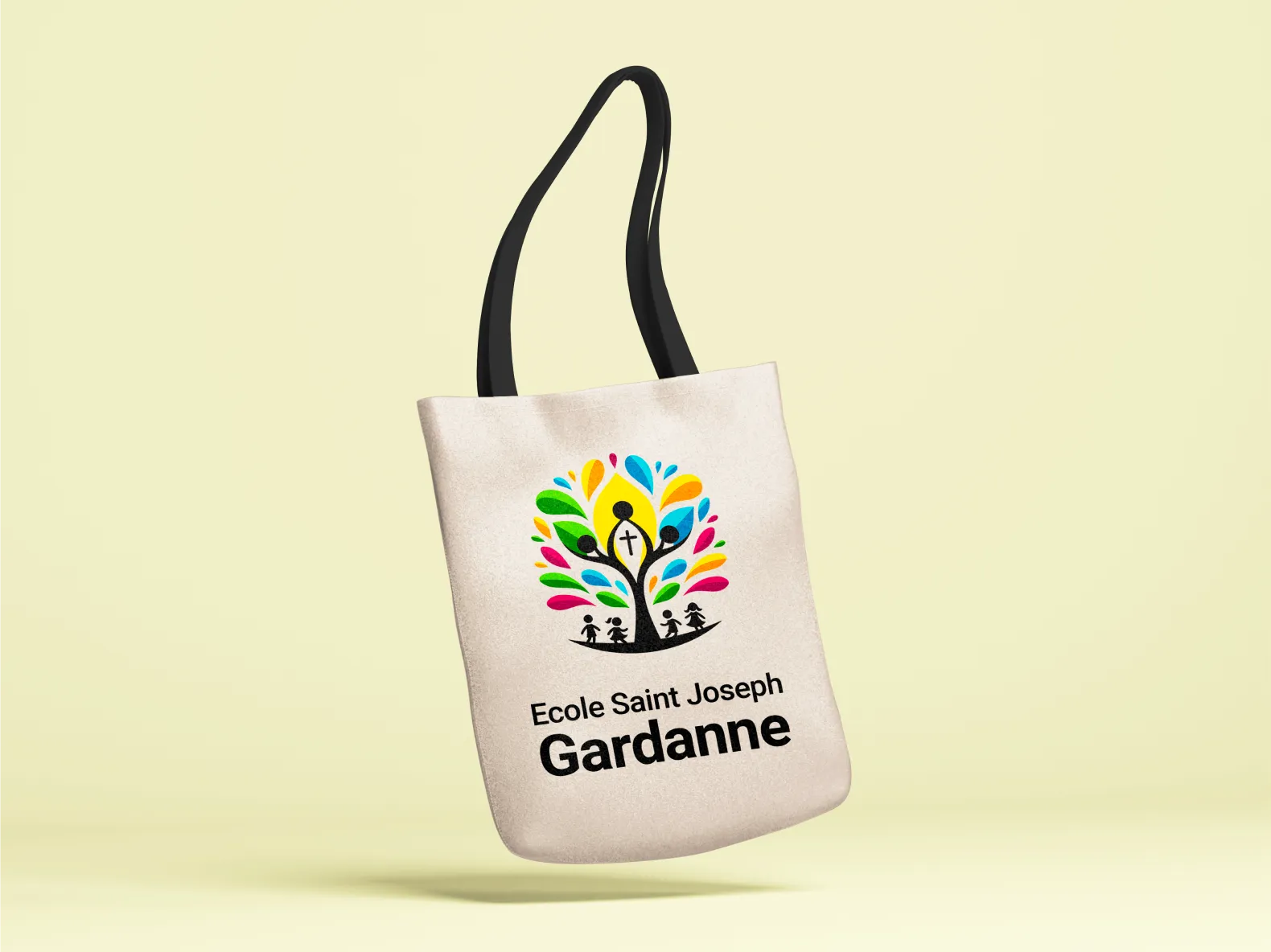 Le logo du groupe scolaire Saint Joseph de Gardanne imprimé sur un tote bag